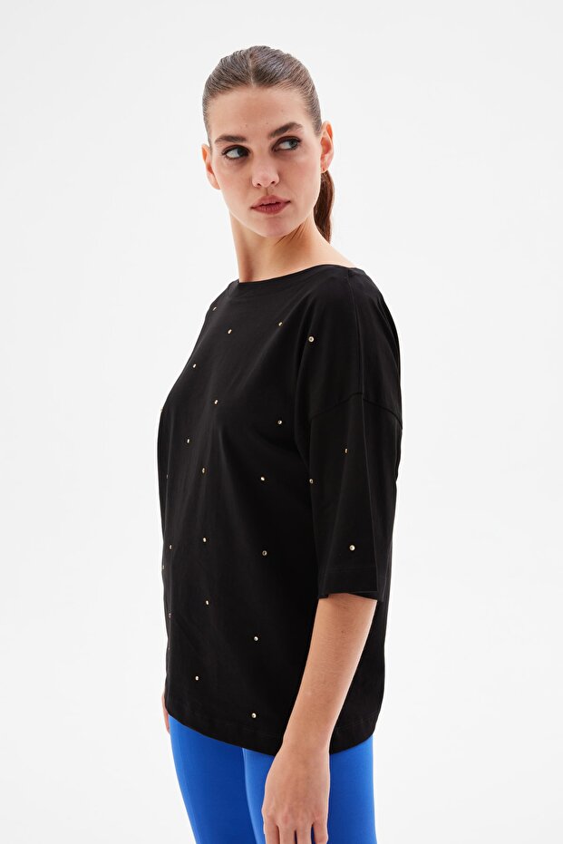 Taşlı Örme Bluz - 4