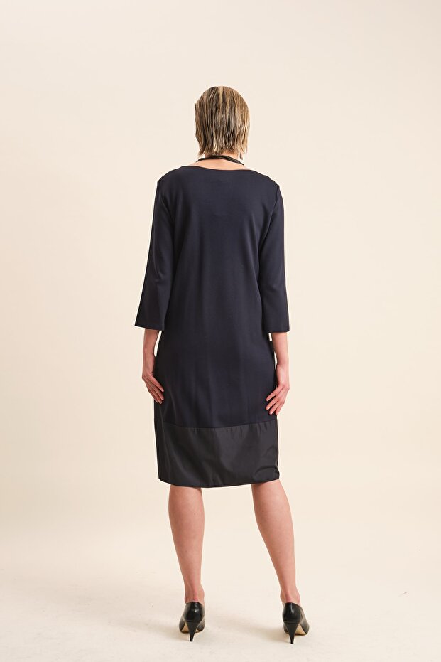 Deri Detaylı Elbise - 5