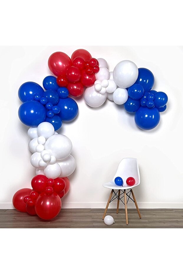 Best Red-White-Dark Blue Balloon Set 50 Pieces