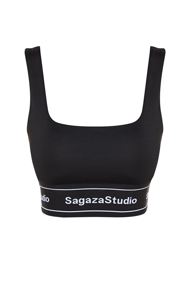 X Sagaza Studio Siyah Destekli Toparlayıcı Kare Yaka Spor Sütyeni TCLSS23SS00002 - 6