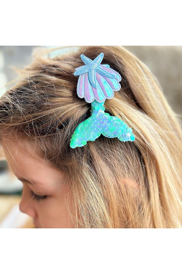 Trend Giant Large Shiny Pearlescent Sequin Glitter Mermaid Tail Shell Star Collar Side Buckle Hologram