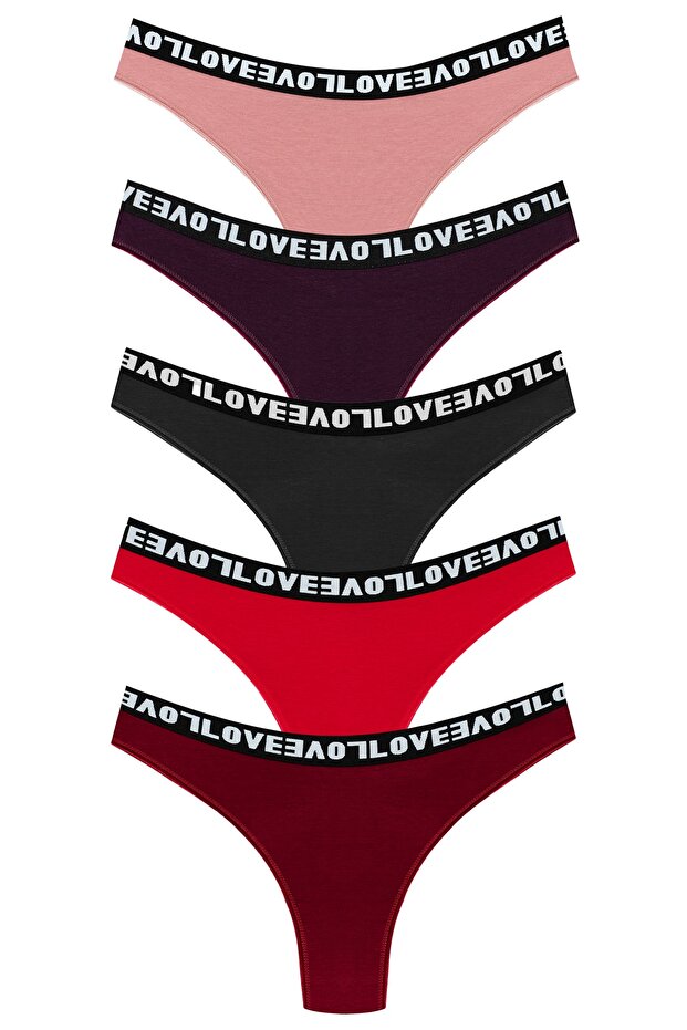 5-Piece Love Elastic Brazilian Women's Panties