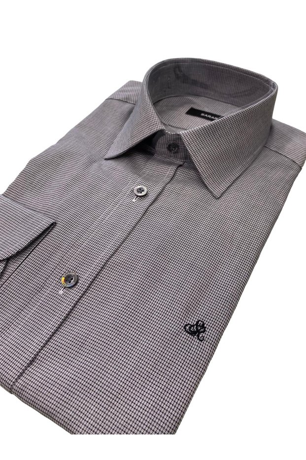 Elvio Long Sleeve Regular Fit 100% Cotton Textured Black Shirt