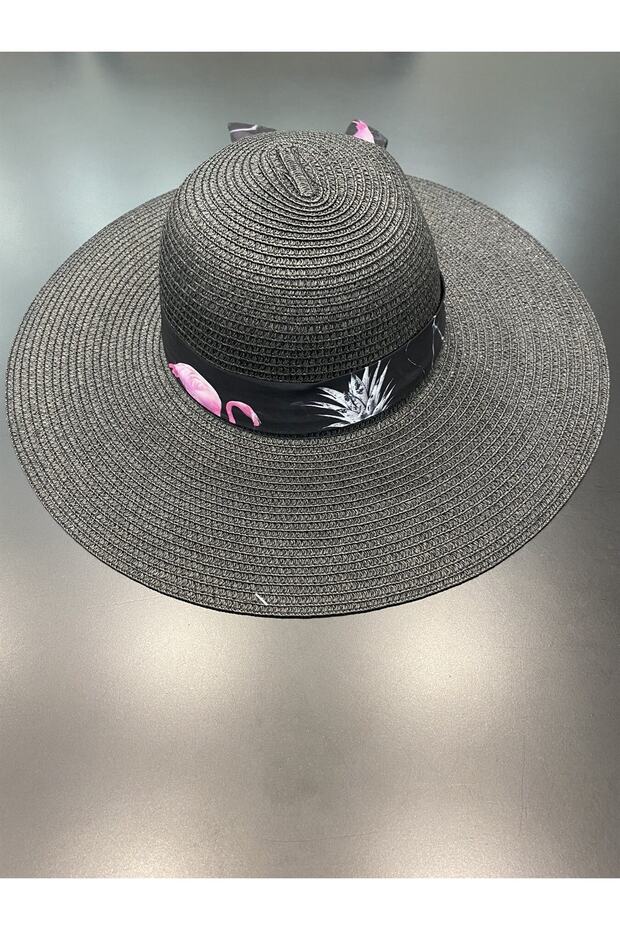 Flamingo Desenli Hasır Şapka - 2