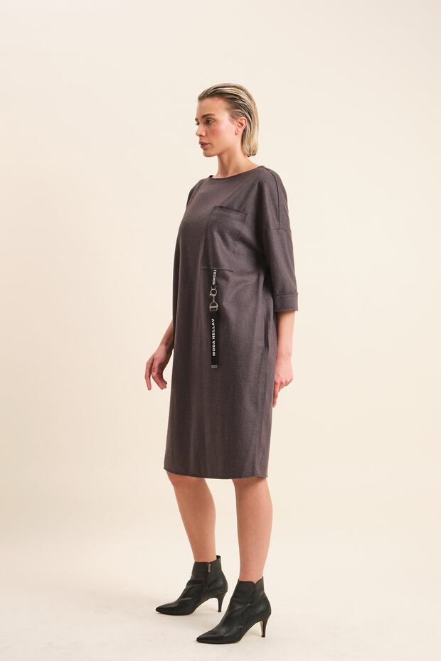 Oversize Cep Detaylı Elbise - 5