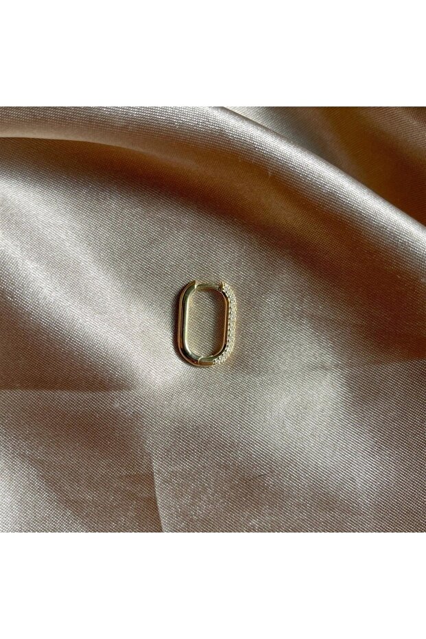 Zircon Taşlı Düz Küpe (18 Mm) - Tek - 925 Ayar Gümüş - 1