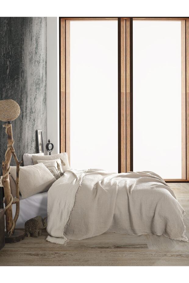Vizon 4 Katlı Multi Muslin %100 Pamuk Çift Kişillik Yatak Örtüsü 200x240cm - 5