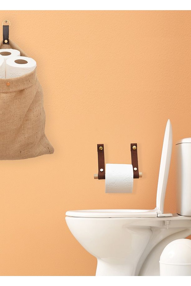 Ahşap Deri Tuvalet Kağıtlık Ve Wc Kağıdı Peçeteliği Askısı Rulo Banyo Kağıtlığı Asacağı Düzenleyici - 4