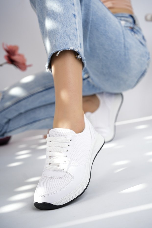 White - Women's Lace-Up Comfortable Sports Shoes