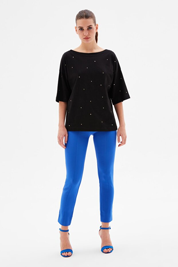 Taşlı Örme Bluz - 3