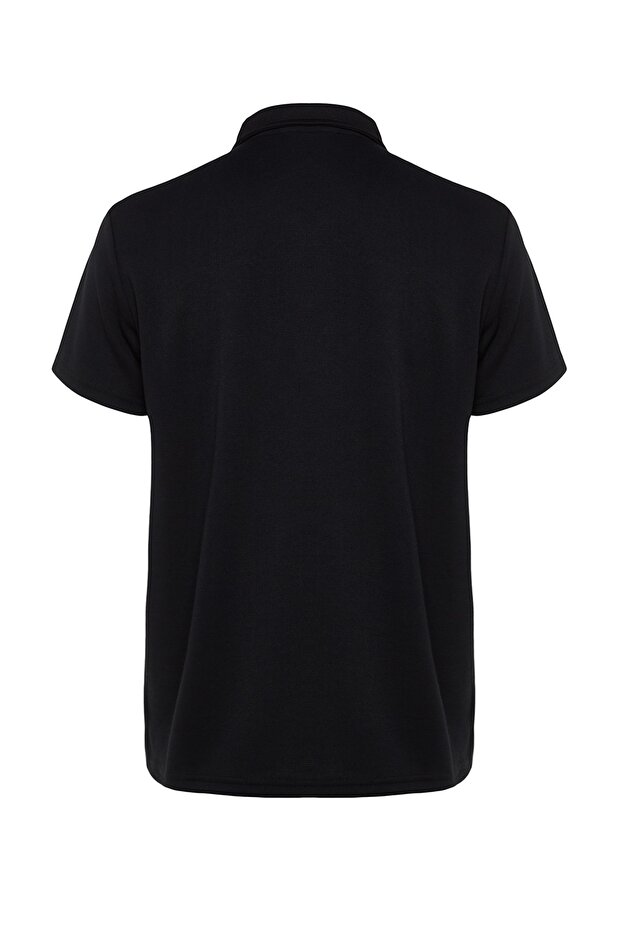 Siyah Regular/Normal Kesim Pike Fermuarlı Polo Yaka T-Shirt TMNSS23PO00019 - 8