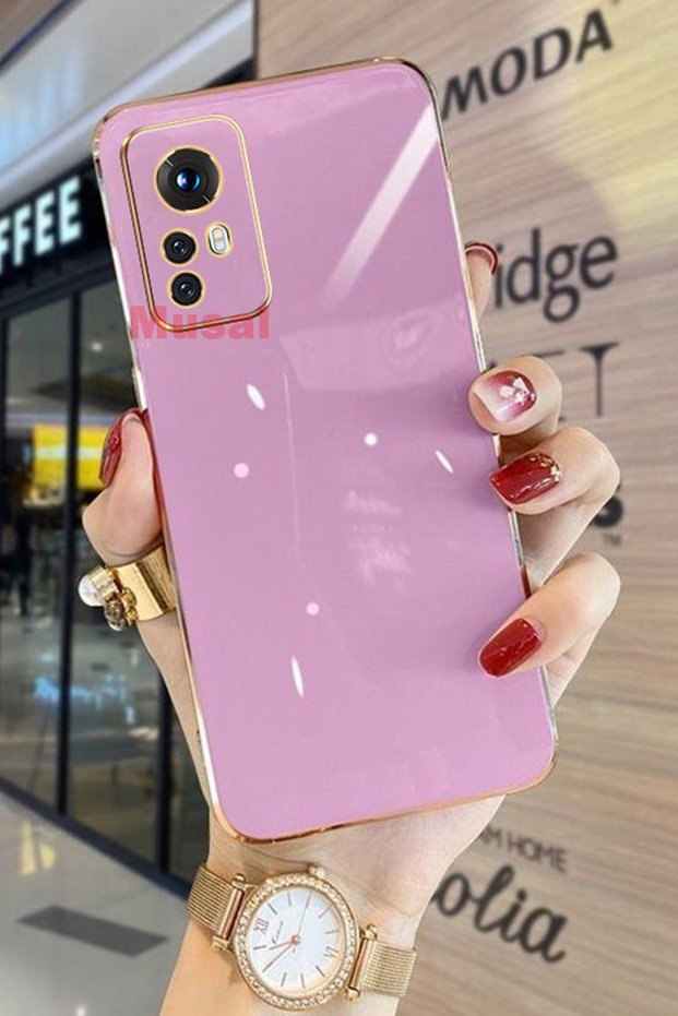 Mi 12t Case with Camera Protection Gold Edge Design Silicone
