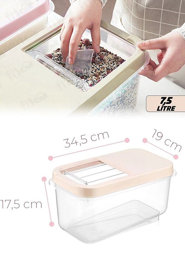 2 Adet 7,5 Litre Litre Multibox Kapaklı Tablet Deterjan Saklama Kutusu Şeffaf Sürgülü Kapak - 6