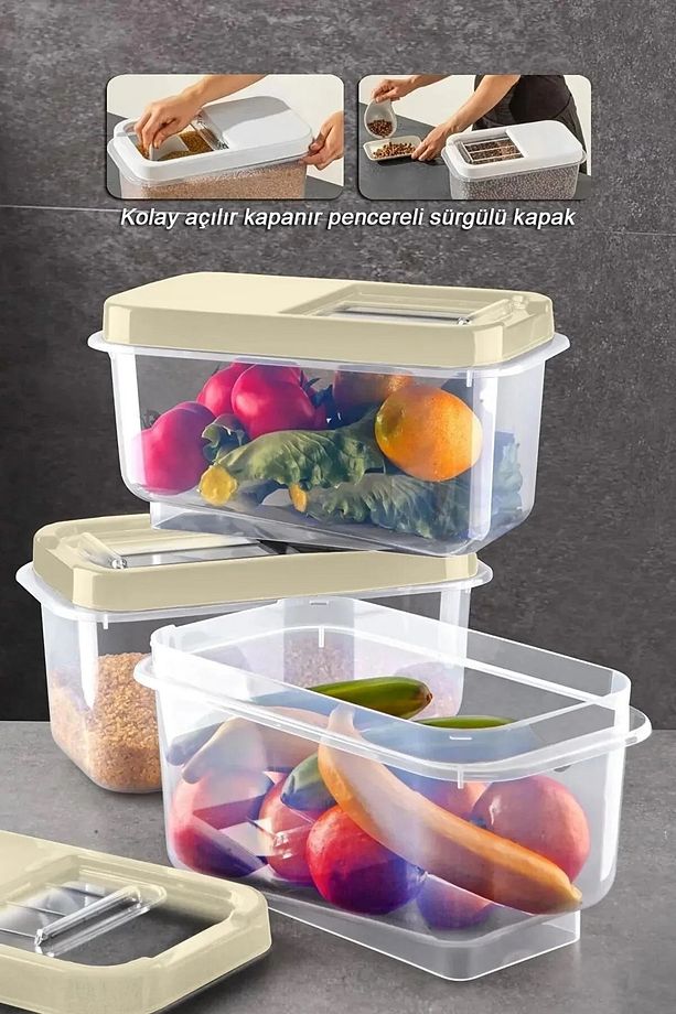 2 Adet 7,5 Litre Litre Multibox Kapaklı Tablet Deterjan Saklama Kutusu Şeffaf Sürgülü Kapak - 7