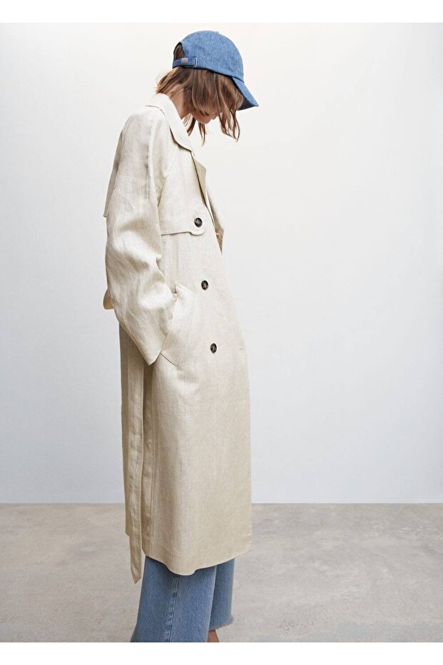 %100 Keten Trençkot - 7