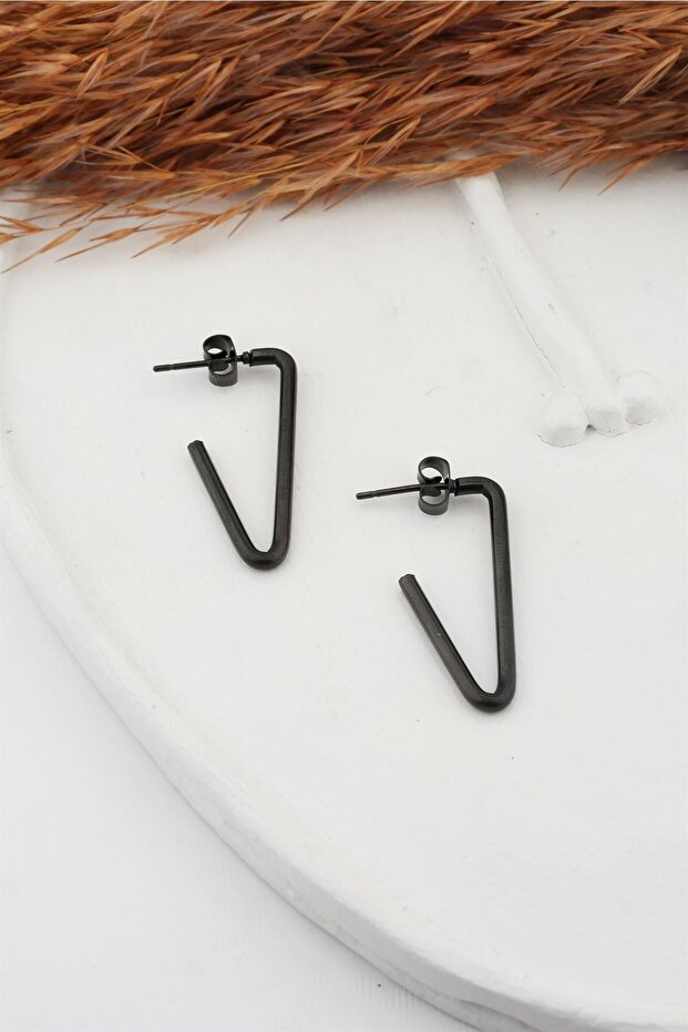 Women's 316l Stainless Steel Basic Geometric 3 Cm V Model Earrings