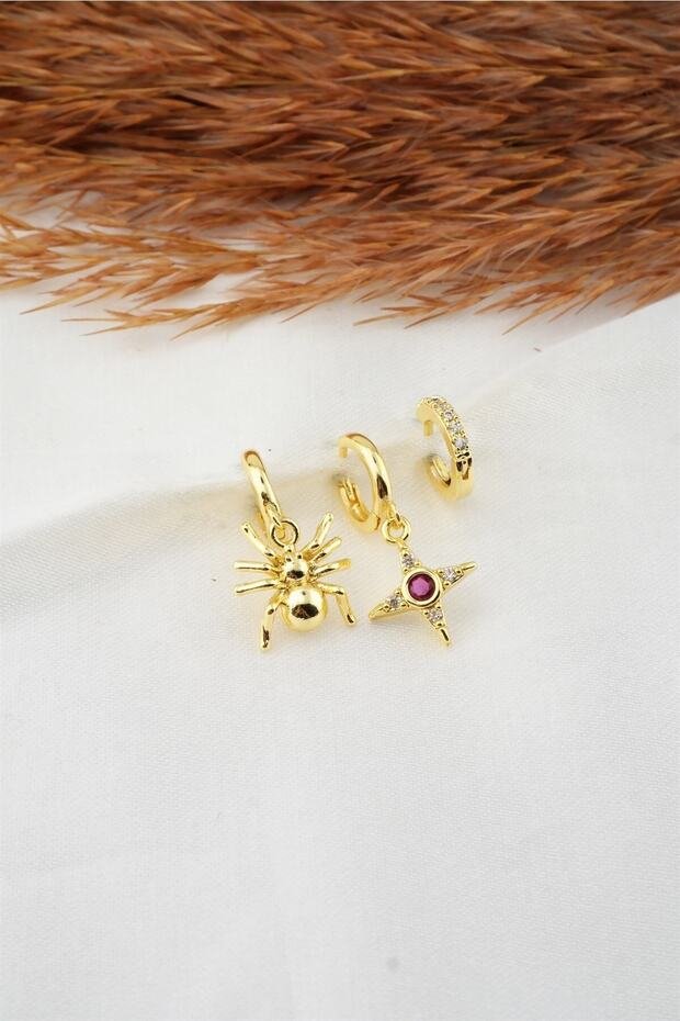 Women's Zircon Stone Spider Figured 3-Piece Earring Set