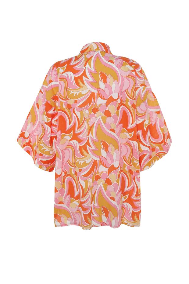 Soyut Desenli Dokuma %100 Pamuk Plaj Kimono&Kaftan TBESS23KM00040 - 6