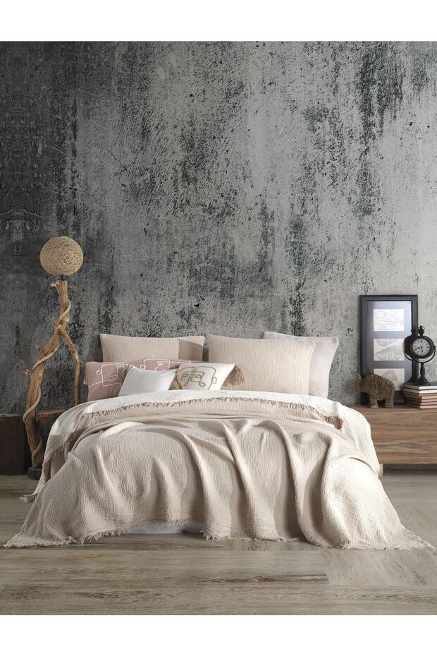Vizon 4 Katlı Multi Muslin %100 Pamuk Çift Kişillik Yatak Örtüsü 200x240cm - 4