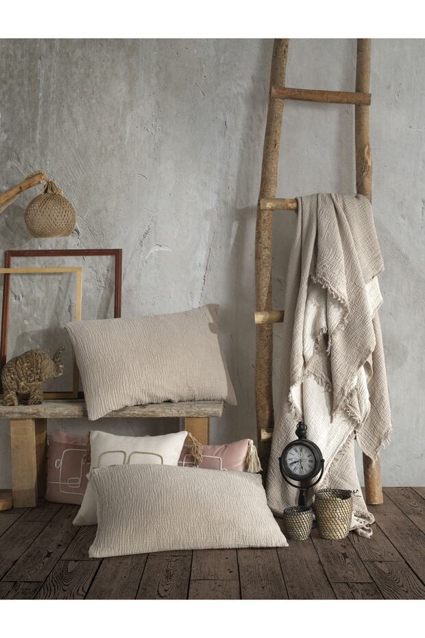 Vizon 4 Katlı Multi Muslin %100 Pamuk Çift Kişillik Yatak Örtüsü 200x240cm - 7