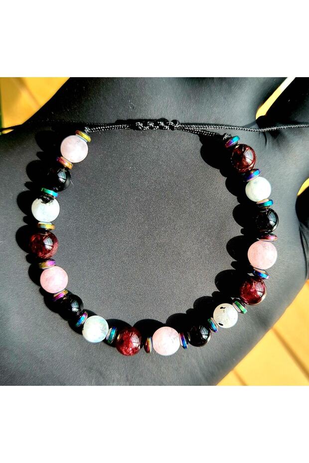 Scorpio Natural Stone Bracelet > Obsidian - Red Garnet - Kunzit - Moon Stone - Moonstone