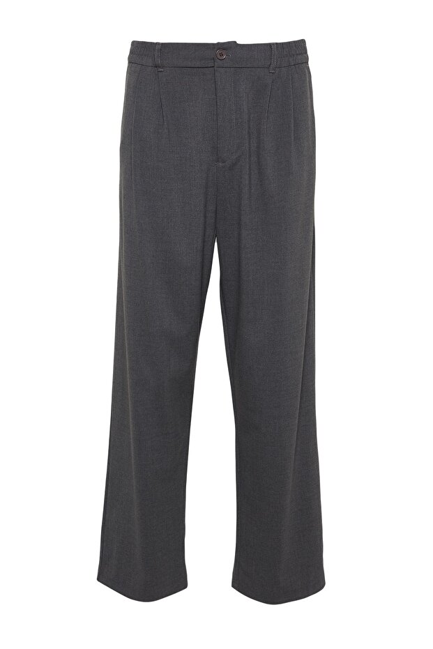 Gri Wide Leg Kumaş Baggy Pantolon TMNSS23PL00039 - 7