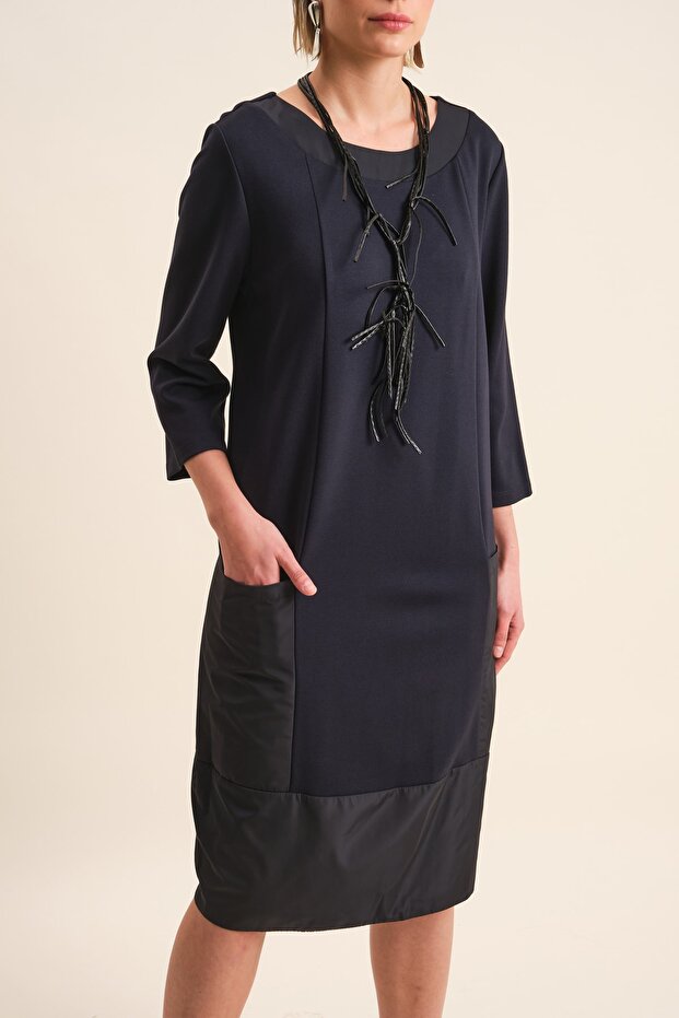 Deri Detaylı Elbise - 4