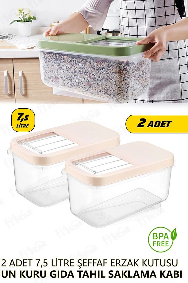 2 Adet 7,5 Litre Litre Multibox Kapaklı Tablet Deterjan Saklama Kutusu Şeffaf Sürgülü Kapak - 1
