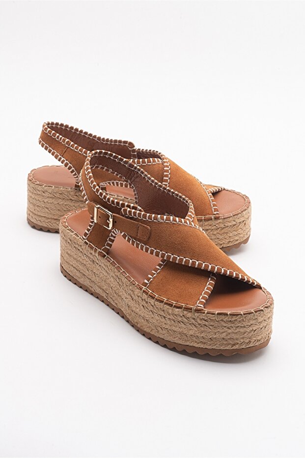 Bellezza Brown Suede Genuine Leather Women's Sandals