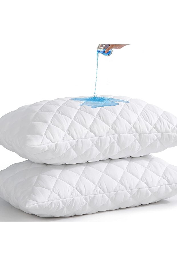 2 Pieces Quilted Zippered Water Liquid Proof White Pillow Protector Mattress Cover 50x70 Cm