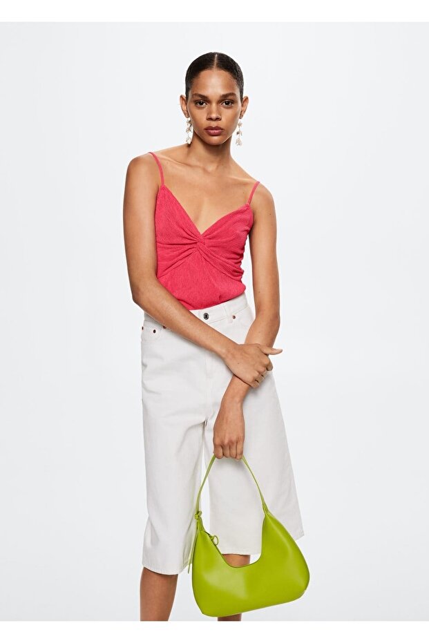 Geraffte, strukturierte Bluse - 1