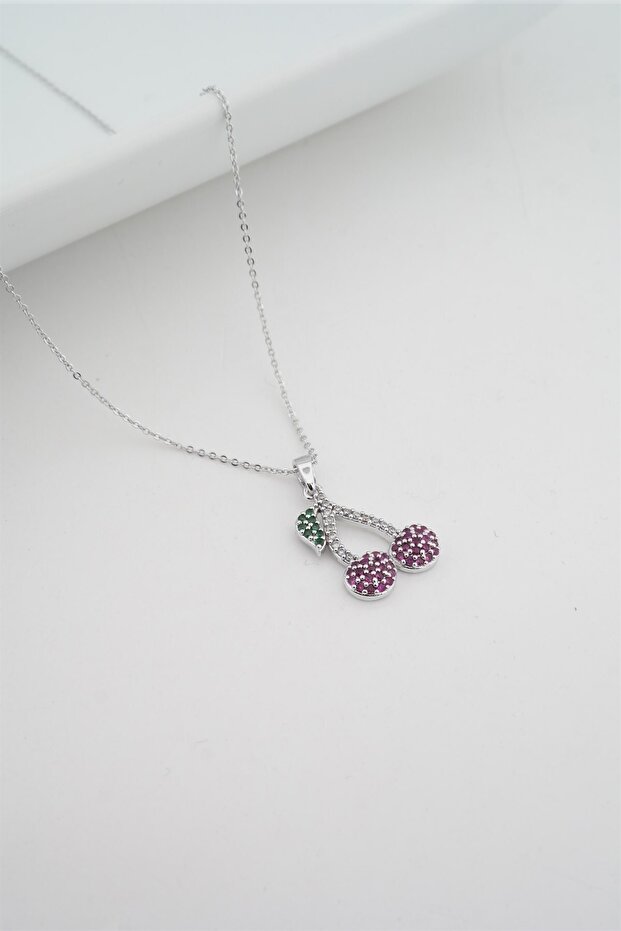 Women's Cherry Figured Zircon Stone Necklace