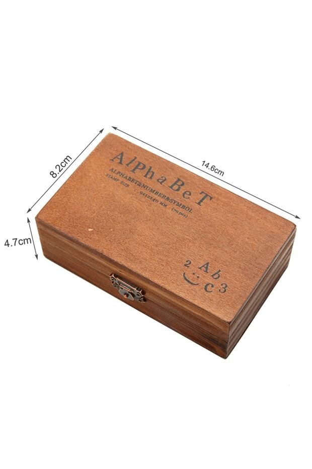Damga Mühür Seti-70 Adet Retro Ahşap Mühür-damga Seti- A-z-0-9 Scrapbooking Büyük Ve Küçük Harfler - 7
