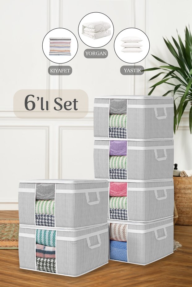 6-Piece Maxi Window Storage Storage Storage Bag - Sofa Bed Base Type Pillow Clothes Storage Storage Storage Bag 45 X 40 X 30 Cm