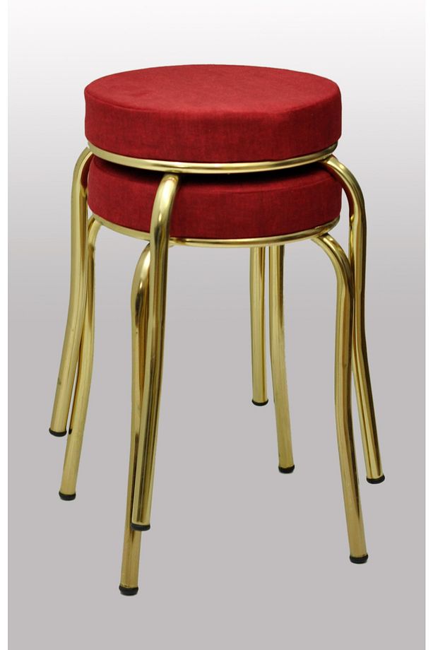 Tabure (2 Adet) Gold Ayaklı, Mina Kumaş, Metal Ahtapot Ayak Aygl-209 - 1