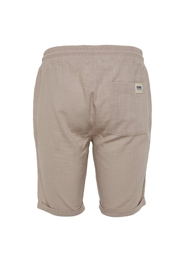 Vizon Normal Kesim/Regular Fit %100 Pamuk Keten Görünümlü Şort TMNSS23SR00030 - 5