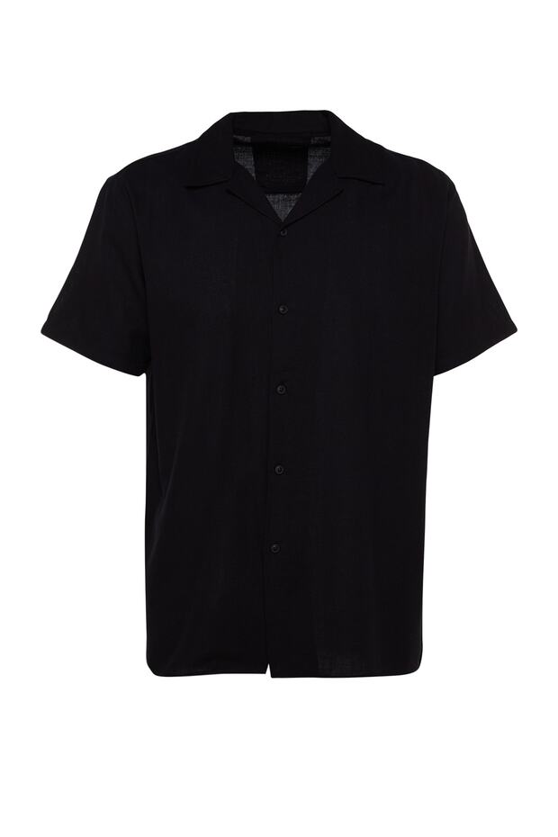 Siyah Unisex Relaxed Fit Kısa Kollu Gömlek TMNSS23GO00064 - 8