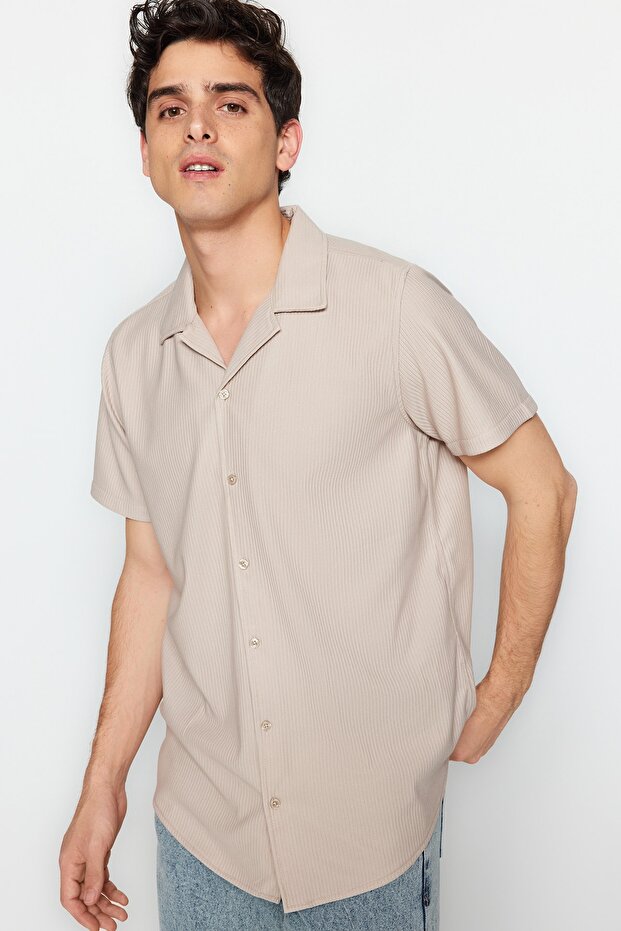 Taş Regular Fit Apaş Yaka Yazlık Gömlek TMNSS23GO00105 - 6