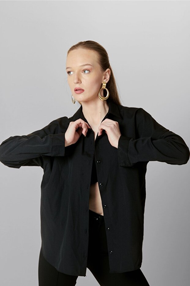 Oversize Uzun Patsız Basic Gömlek - 2