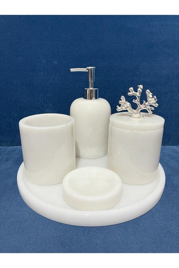 White Marble Bathroom Set 5 Pieces