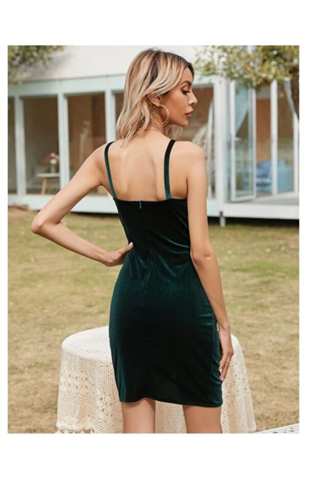 Kadife Mini Elbise - 2