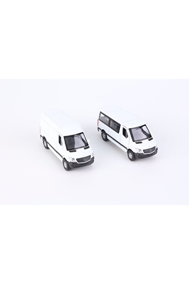 مجموعة مرسيدس سبرينتر مكونة من قطعتين من طراز Diecast Pull Drop باللون الأبيض