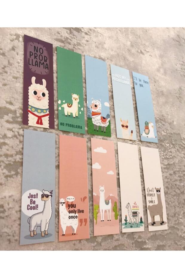 Lama Colored Mixed 10-Piece Patterned Bookmark Set Pytkkayr0025 - 2