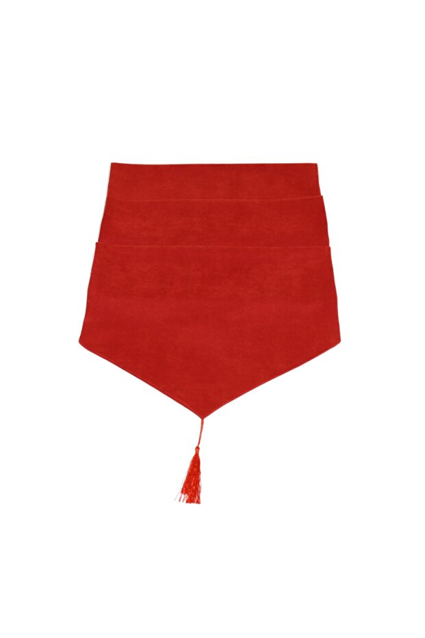 مفرش طاولة أمريكي ناعم باللون الأحمر - 40x150 سم - 2