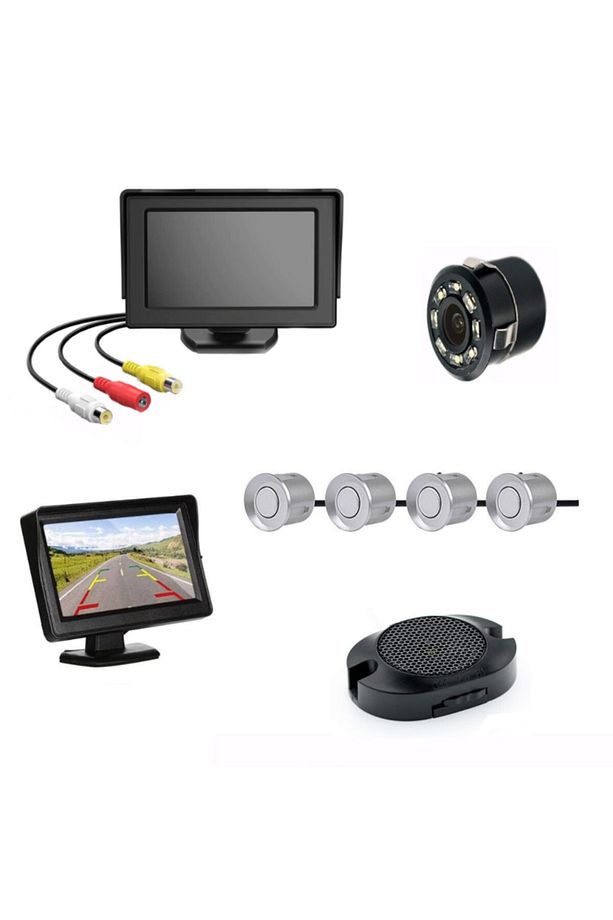 Kameralı Park Sensörü 4.3' Komple +4 Adet Sensör Gri - 1