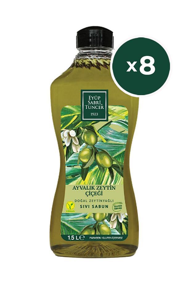 Ayvalık Zeytin Çiçeği Doğal Zeytinyağlı Sıvı Sabun 1,5 Lt X 8 Adet - 1
