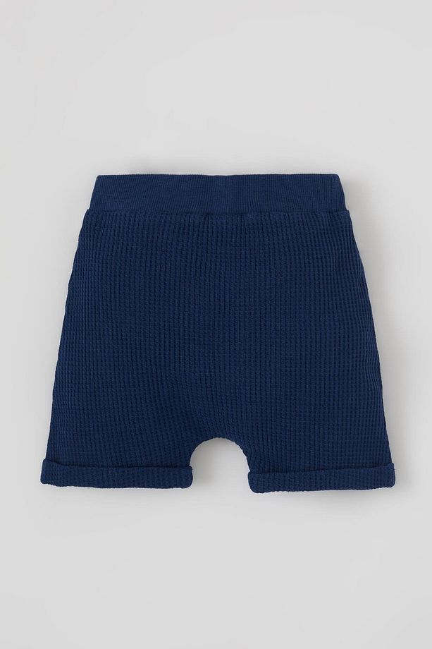Unisex Regular Fit Basic Kargo Cepli Dokulu Şort - 4