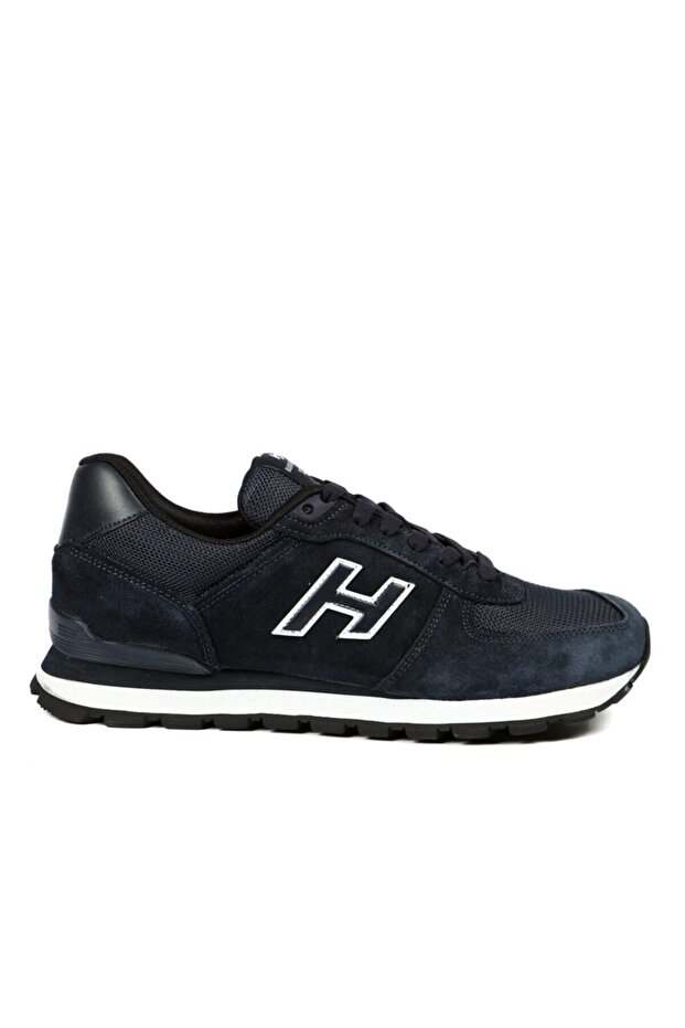 M19250 Genuine Nubuck Leather Casual Sports Shoes Navy Blue-white