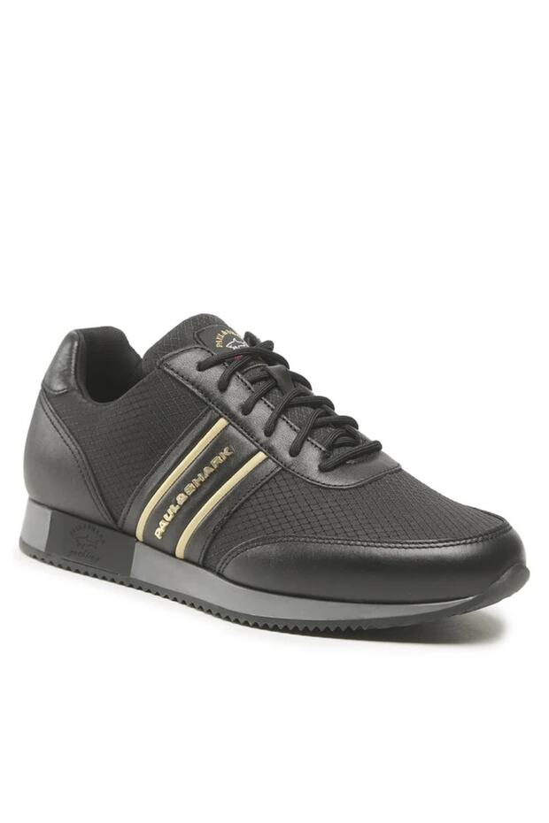 Men's Lace-up Brand Logo Sports Style Black Sneakers12318019-011