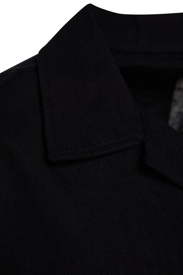Siyah Unisex Relaxed Fit Kısa Kollu Gömlek TMNSS23GO00064 - 6